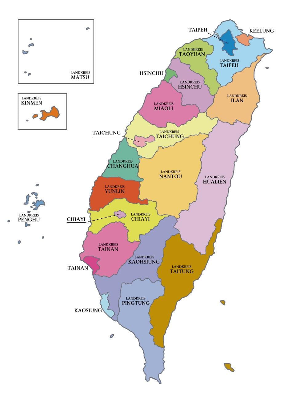 Mapa da província de Taiwan