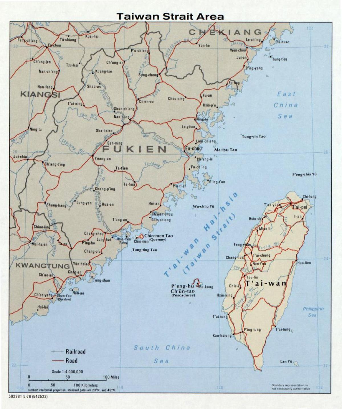 Mapa do estreito de Taiwan