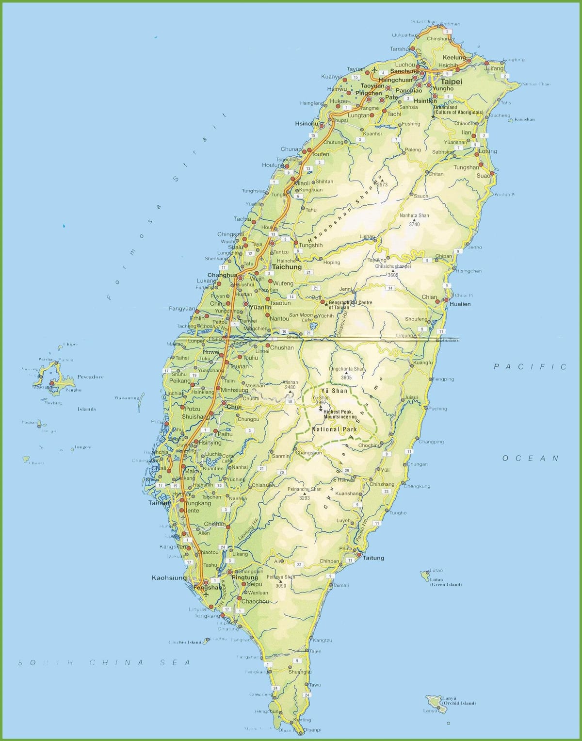 Mapa de Taiwan acampamento