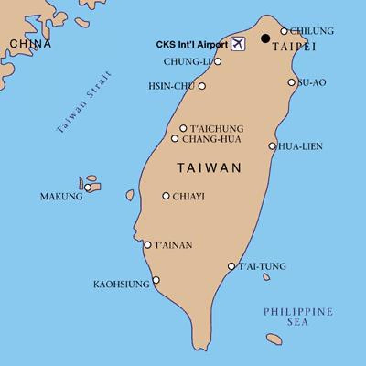 Taiwan internacional aeroporto mapa