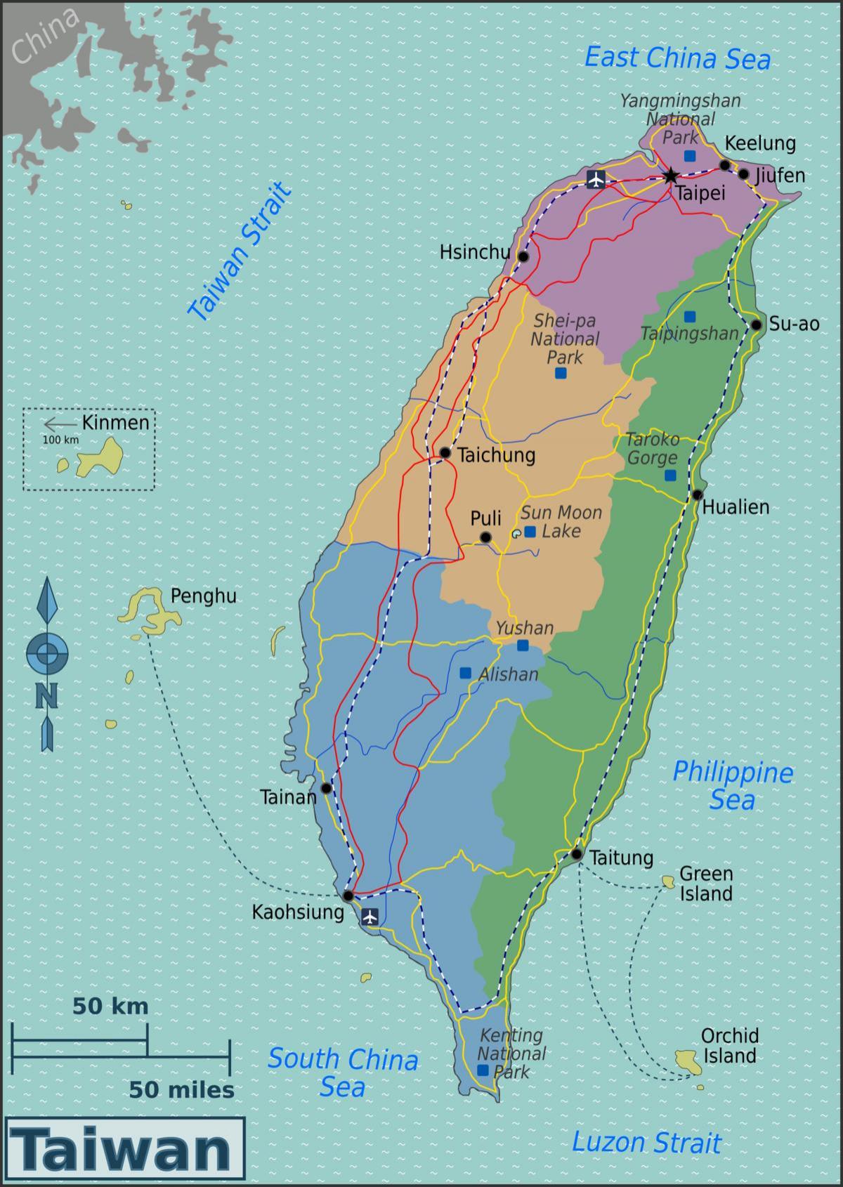 Taiwan atracções turísticas mapa