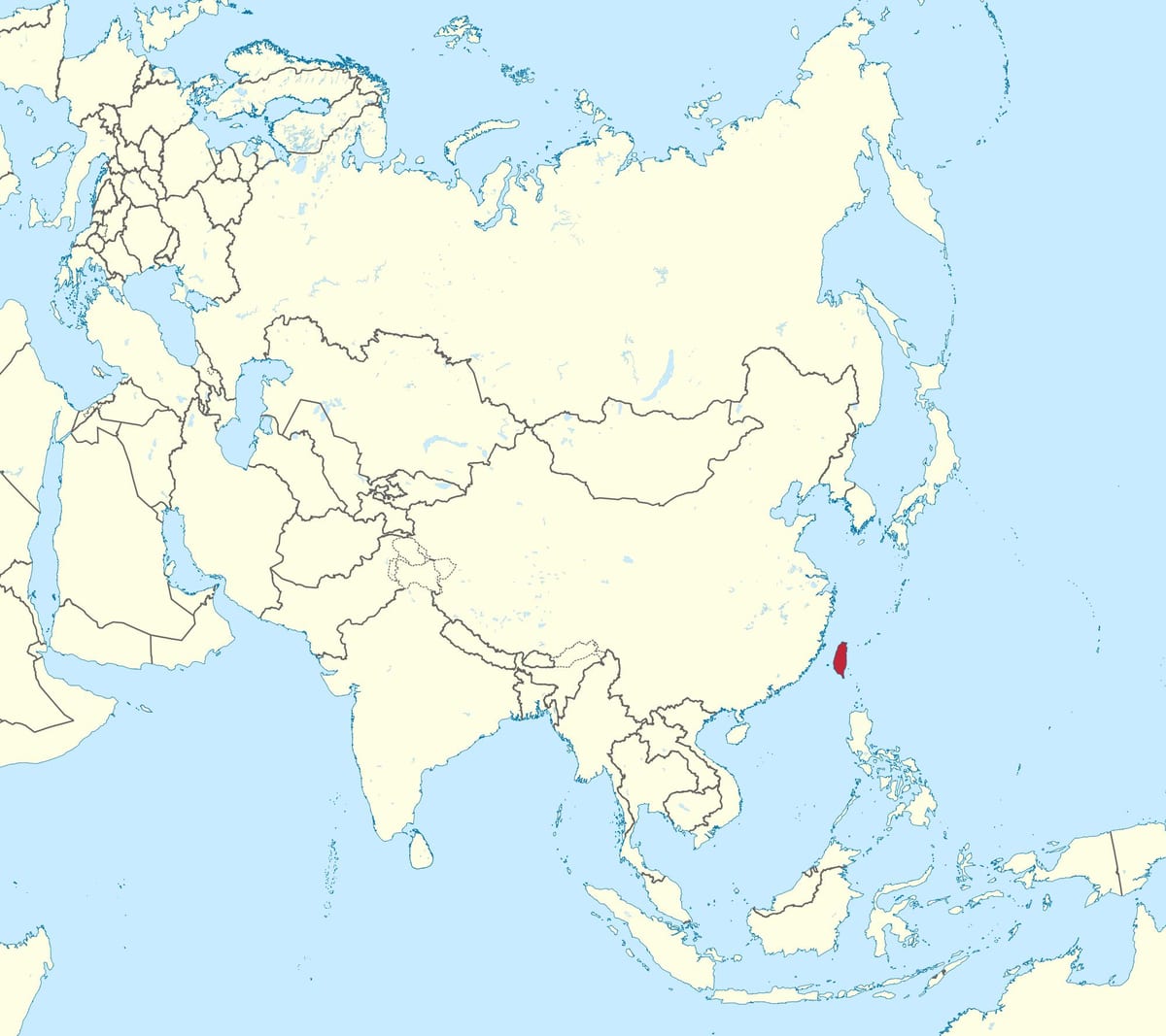 Taiwan mapa na ásia