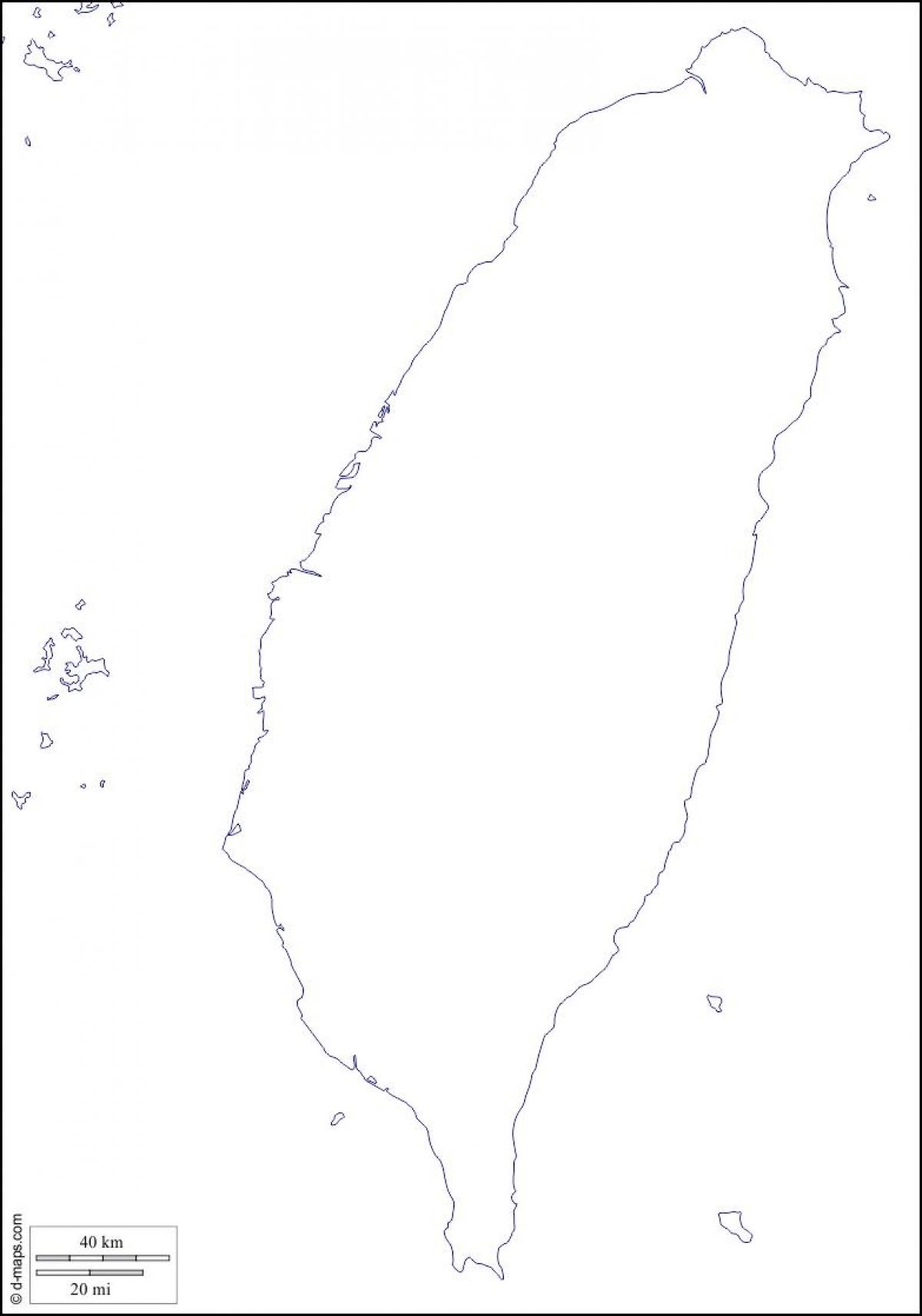 Mapa de Taiwan em branco