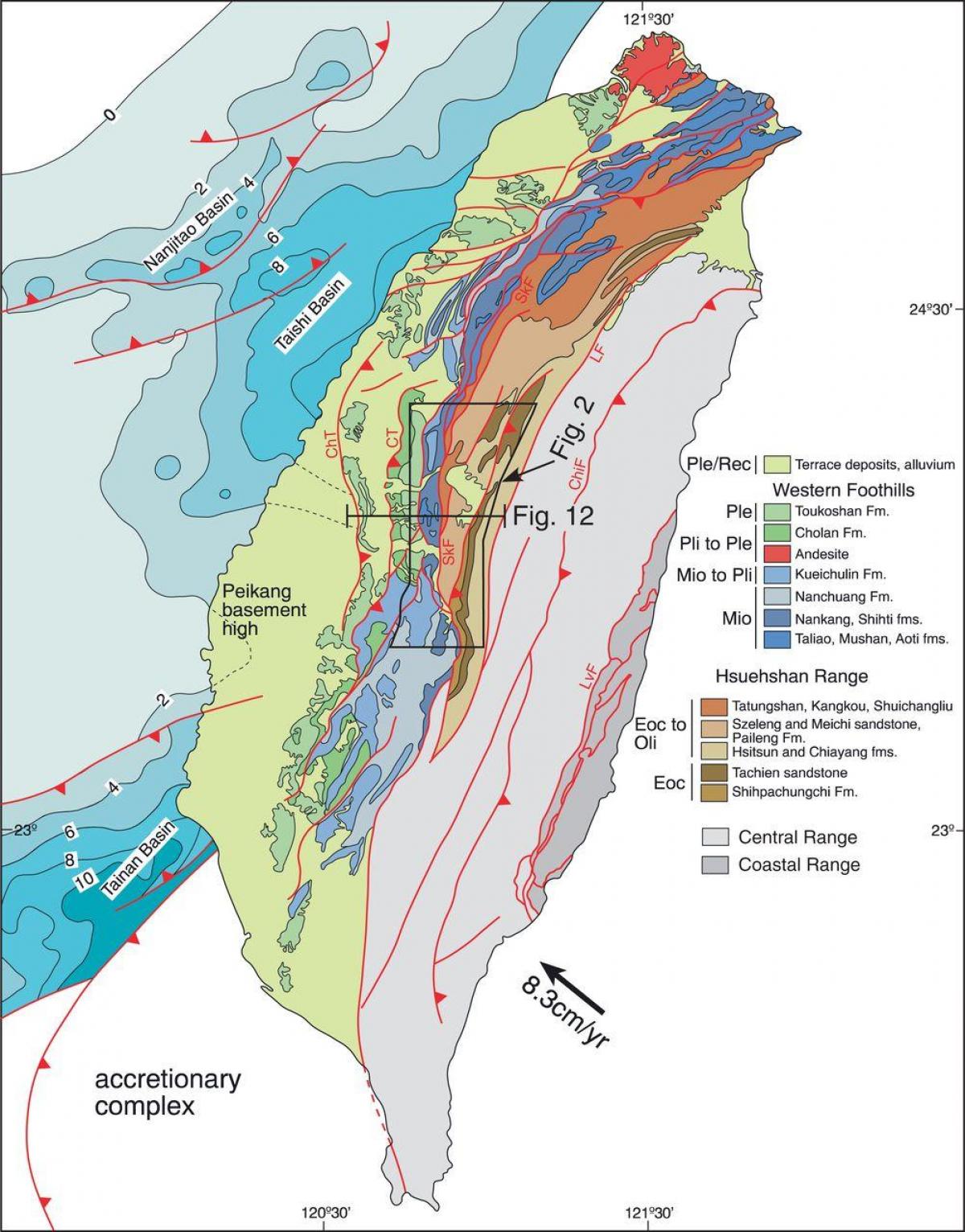 Mapa de Taiwan geológico