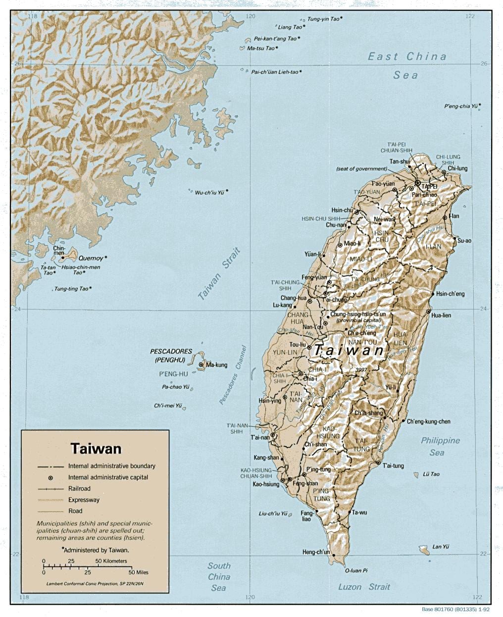 Mapa de Taiwan topográfico