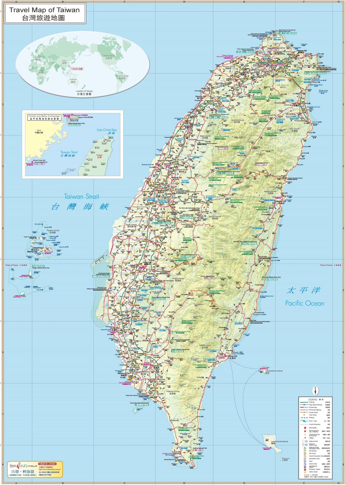 mapa de Taiwan atrações turísticas