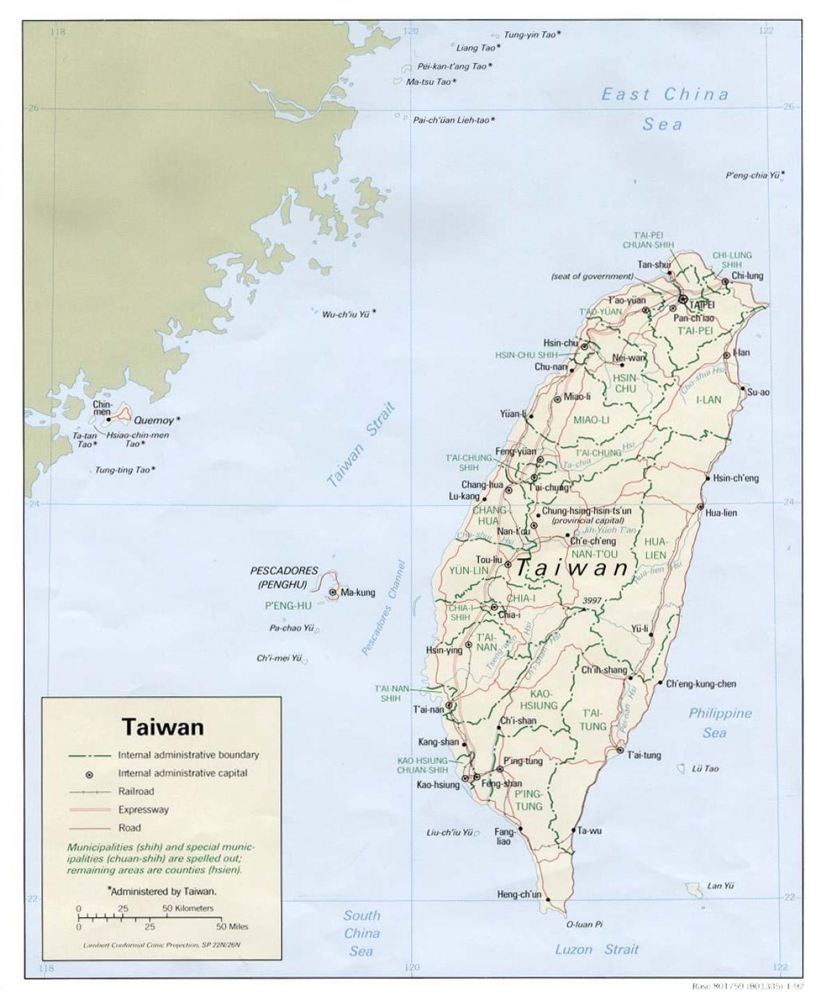Taiwan transporte mapa