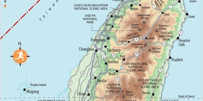 Mapa de Taiwan locais de interesse